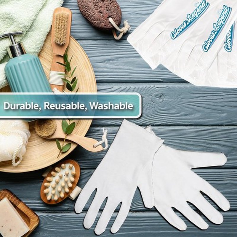 12 Pairs - Small - Gloves Legend Cotton Moisturizing Gloves for Dry Hands - White Sleeping Gloves for Nighttime Care, Women's Size