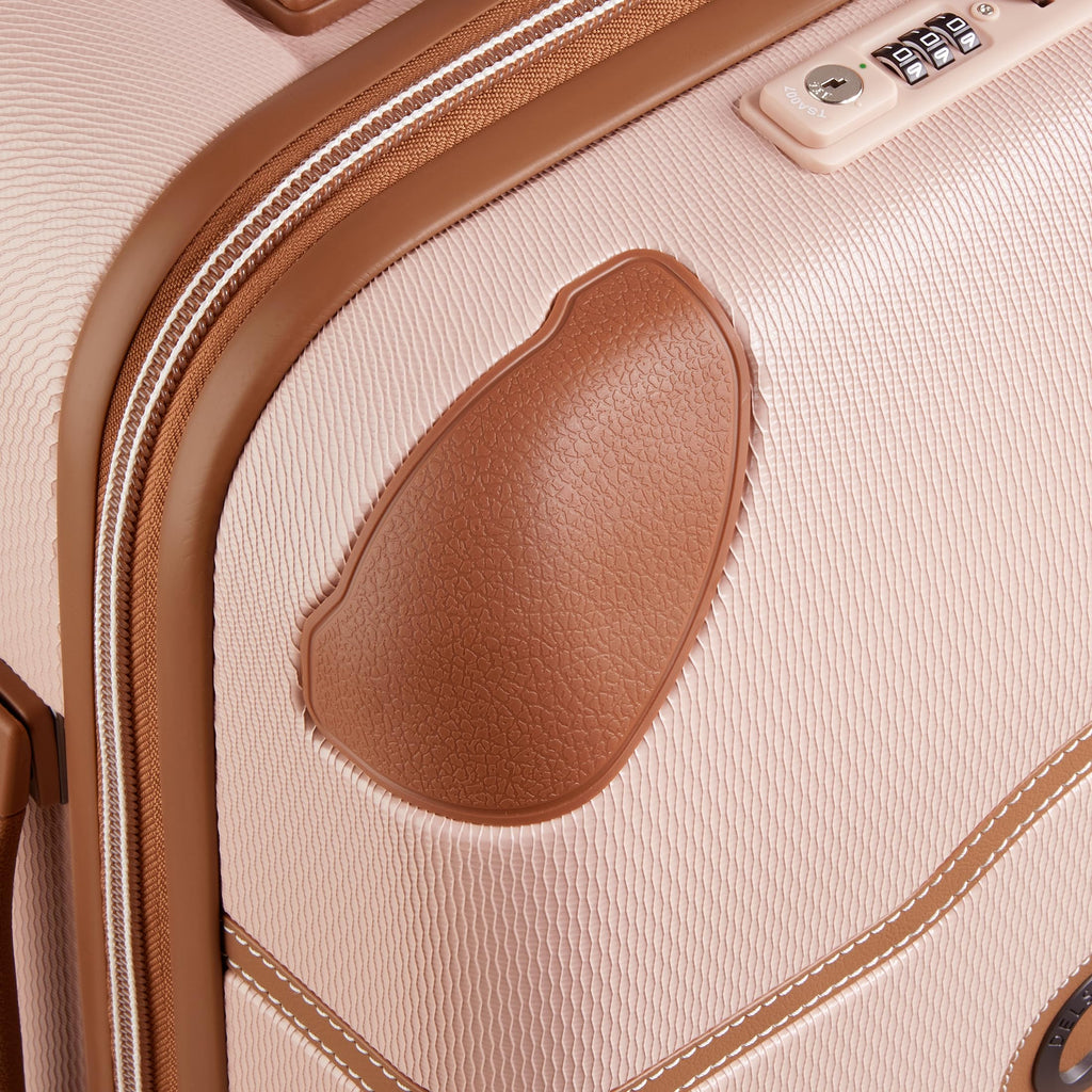 DELSEY PARIS Chatelet Air 2.0 Carry-On Plus Suitcase 20 Inch, Hardside Polycarbonate Luggage, Dual-Density Spinner Wheels, TSA Lock, USB Port, Blush Pink
