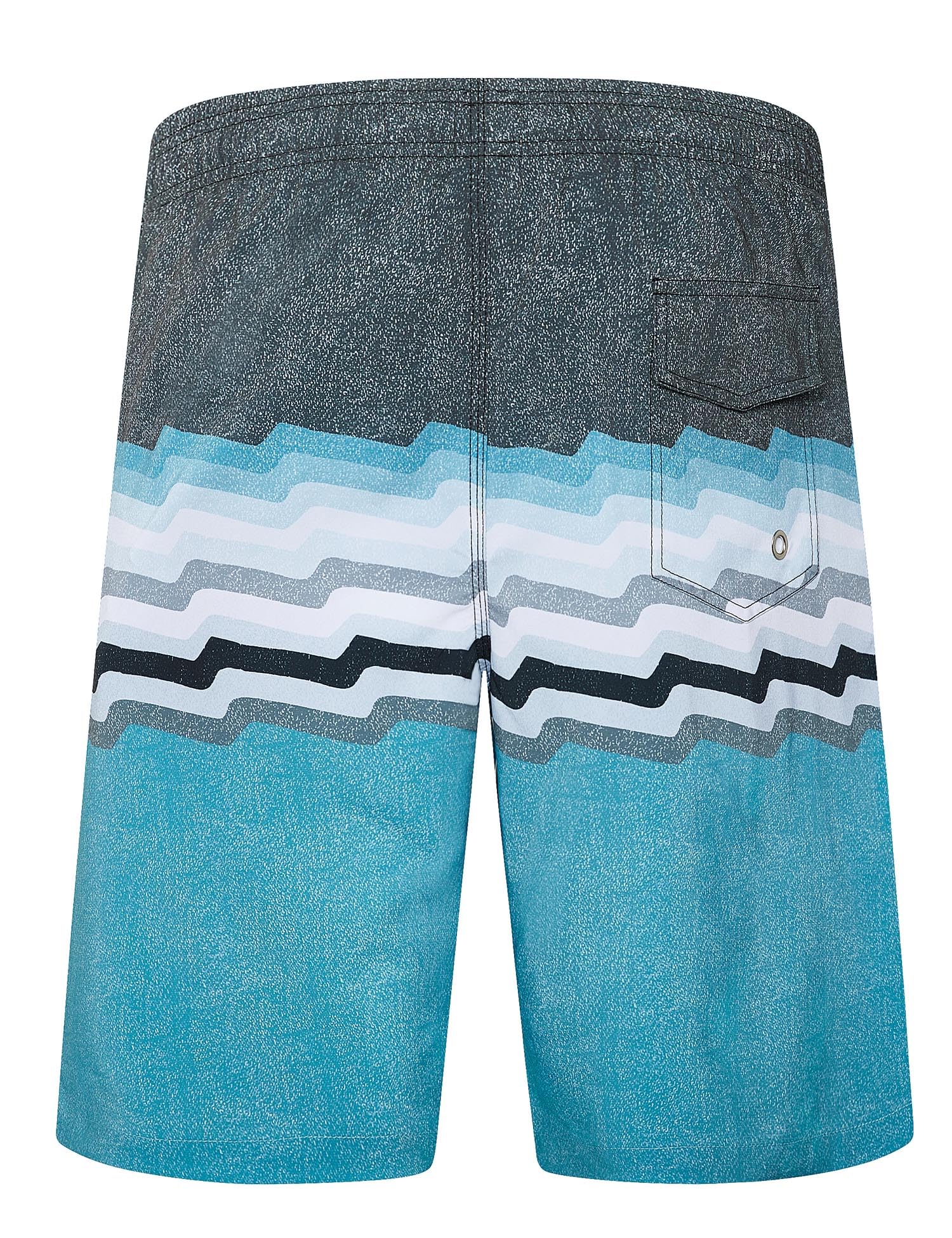 ELETOP Men's Swim Trunks Quick Dry Bathing Suit Swimming Board Shorts Mesh Lining Beach Swimwear Stripe Blue Grey 3XL