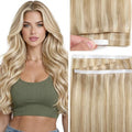 Anrosa Tape Weft Hair Extensions 22 Inch Tape in Genius Weft Tape in Hair Extensions Ash Blonde with Platinum Blonde Invisible Hand Tied Hair 60G