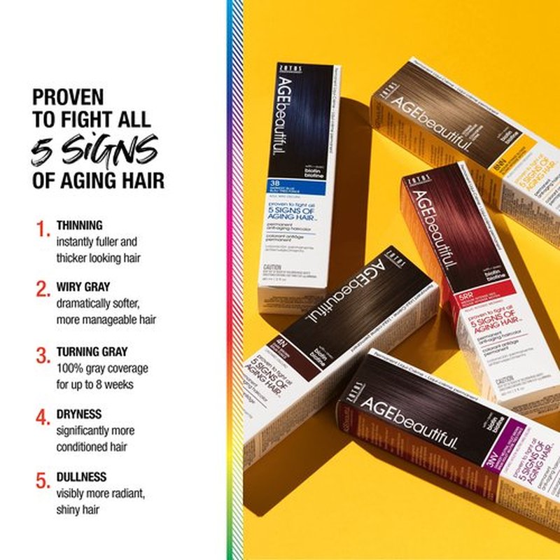 AGE beautiful Permanent Hair Color Dye Liqui Creme | 100% Gray Coverage | Anti-Aging Haircolor | Biotin for Thicker, Fuller Hair | Professional Salon Coloring | 6NWB Light Neutral Warm Beige Brown