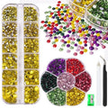 Blinginbox 2 Boxes of Flatback Rhinestones Nail Gems, Round Glass Gems for DIY Clothes Shoes, Non Hotfix Rhinestones, 8870pcs Mixed Sizes from 1.4mm to 6.6mm (Lemon Yellow)…