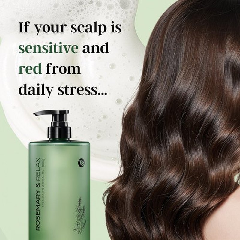 TS Rosemary & Relax Shampoo (1000g) Hydrating & Calming | Natural Ingredients | Sulfate-Free | Korean Shampoo (35.2 Fl oz)