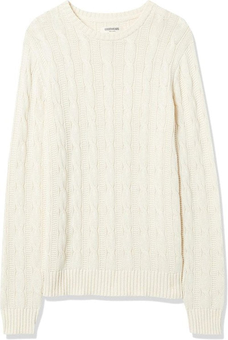 Goodthreads Men's Soft Cotton Cable Stitch Crewneck Sweater - Comfortable & Stylish | Perfect for All Seasons