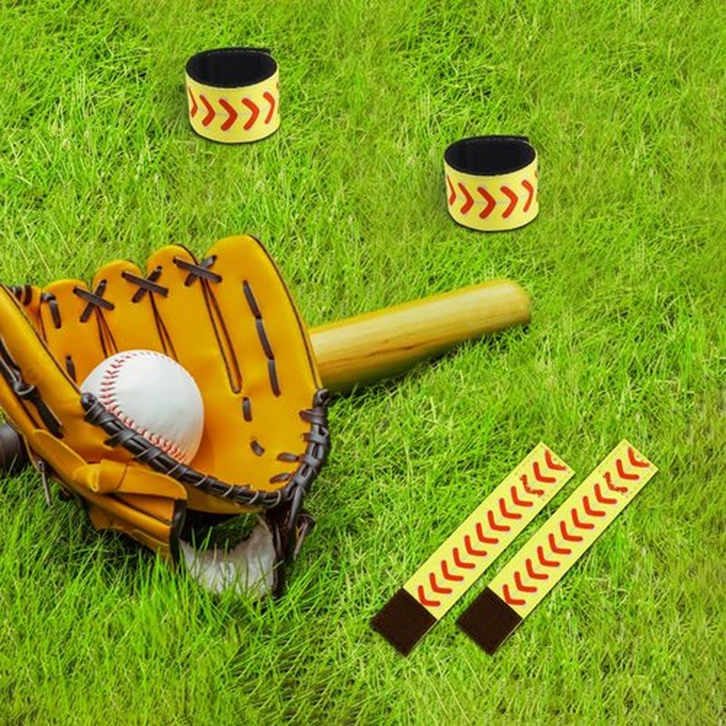 24 Pcs Softball Sleeve Holders, 5.11 Inch Fastpitch Softball Shirt Sleeve Ties, Yellow with Red Stitching Shirts Sleeves Straps Fasteners Clips Sports Activities Accessories for Kids