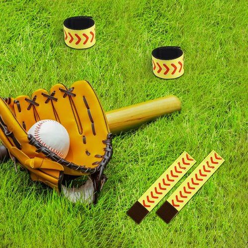 24 Pcs Softball Sleeve Holders, 5.11 Inch Fastpitch Softball Shirt Sleeve Ties, Yellow with Red Stitching Shirts Sleeves Straps Fasteners Clips Sports Activities Accessories for Kids