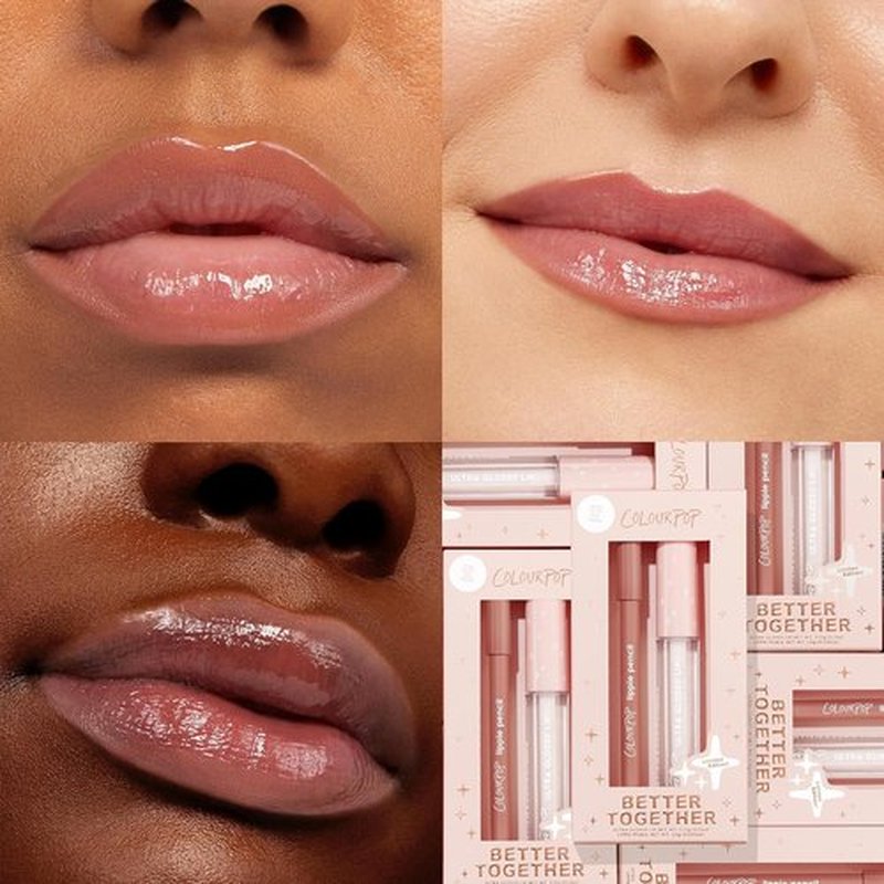 ColourPop Better Together Lip Pencil & Gloss Duo - Warm Nude Lip Combo for Definition & Shine | Includes BFF & 20 Carats (2 Count)
