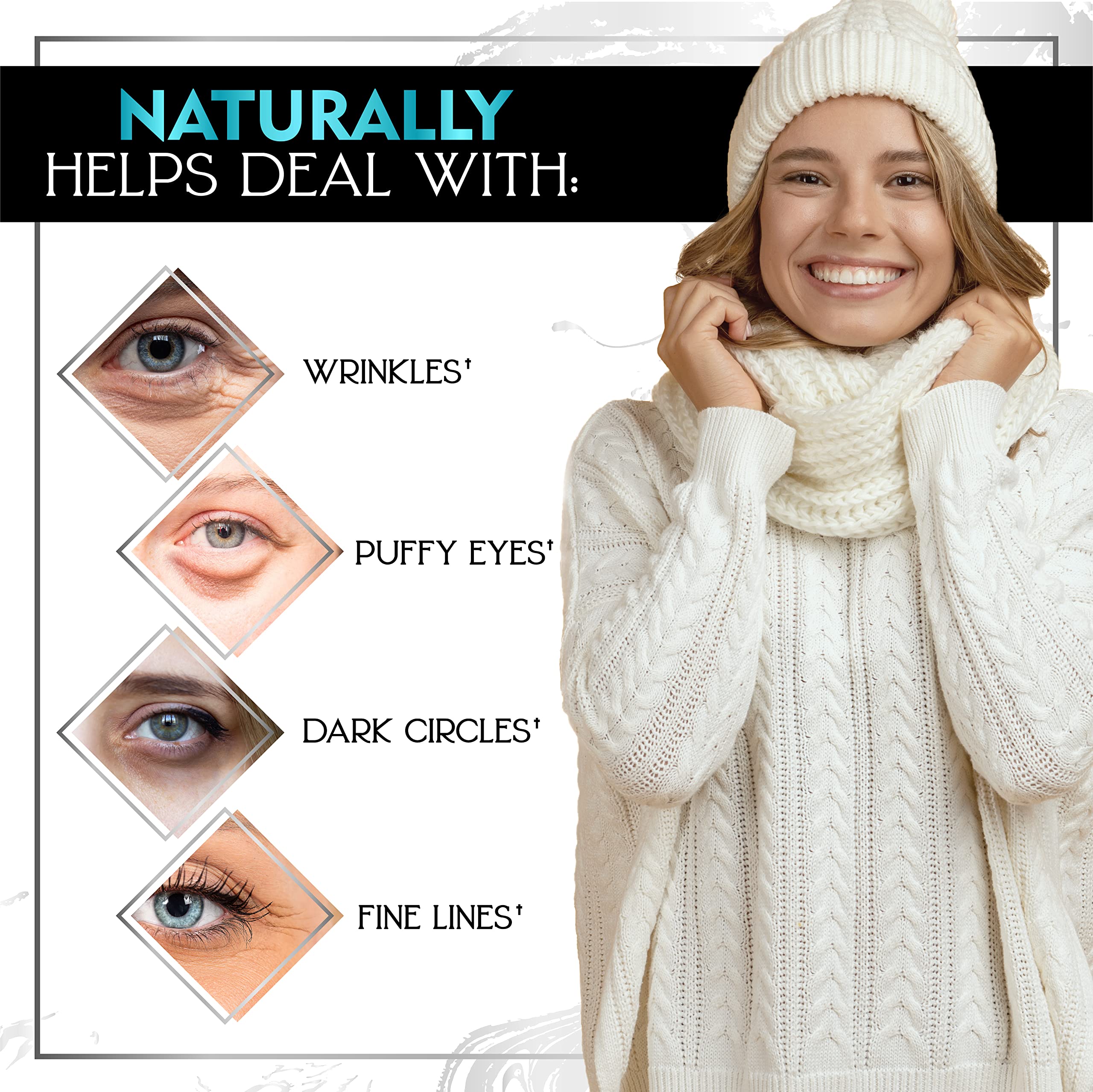 Under Eye Patches for Puffy Eyes, Dark Circles, Dull Skin - Natural Moisturizing Support - Help with Wrinkles and Fine Lines - Under Eye Mask with Hyaluronic Acid, Collagen, Caffeine - 30 Pairs