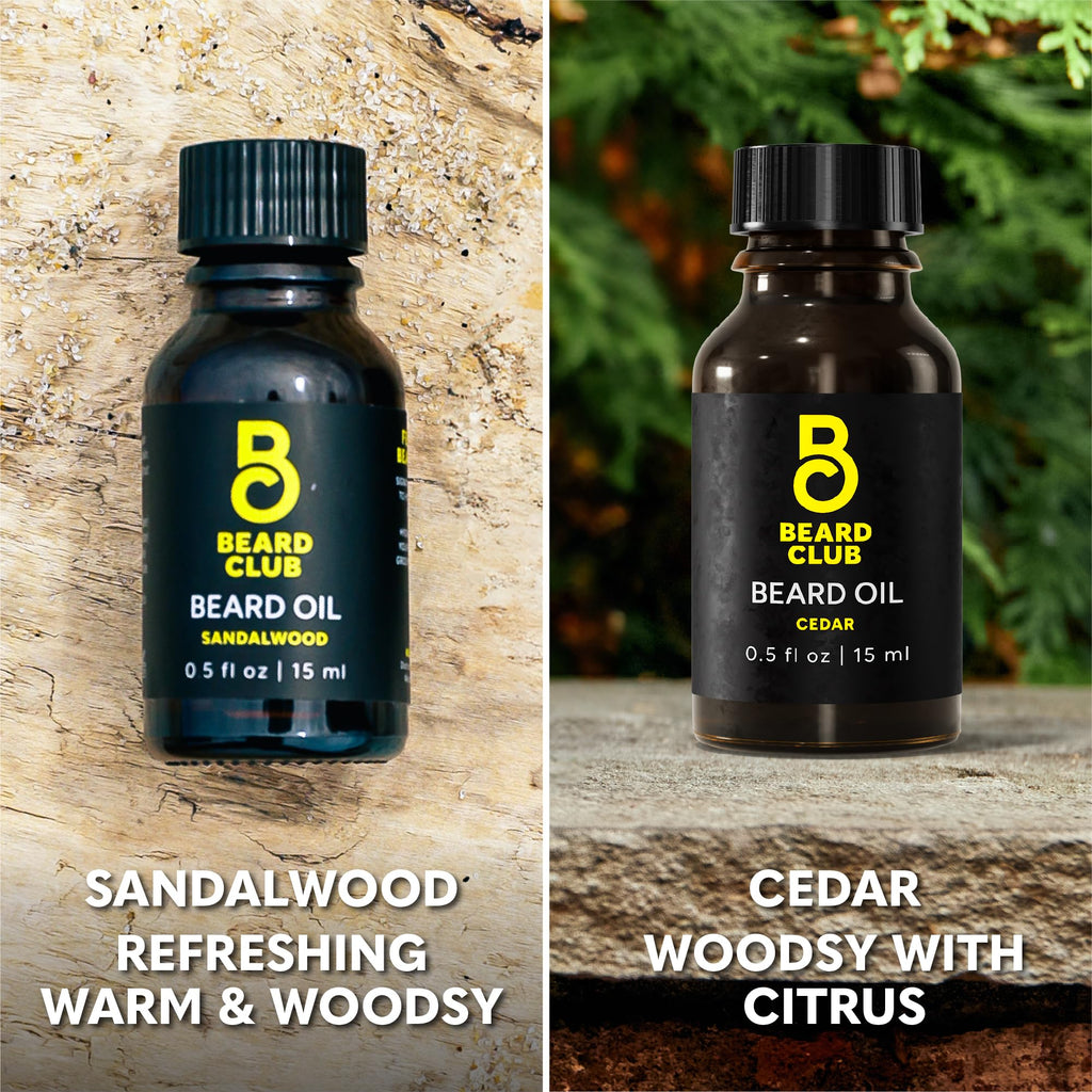The Beard Club Cedar & Sandalwood Beard Oil Duo for Men, 2 Pack