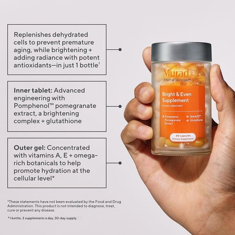 Murad Bright & Even Supplement - Radiant Skin with Pomegranate Extract & Glutathione | 28 Capsules