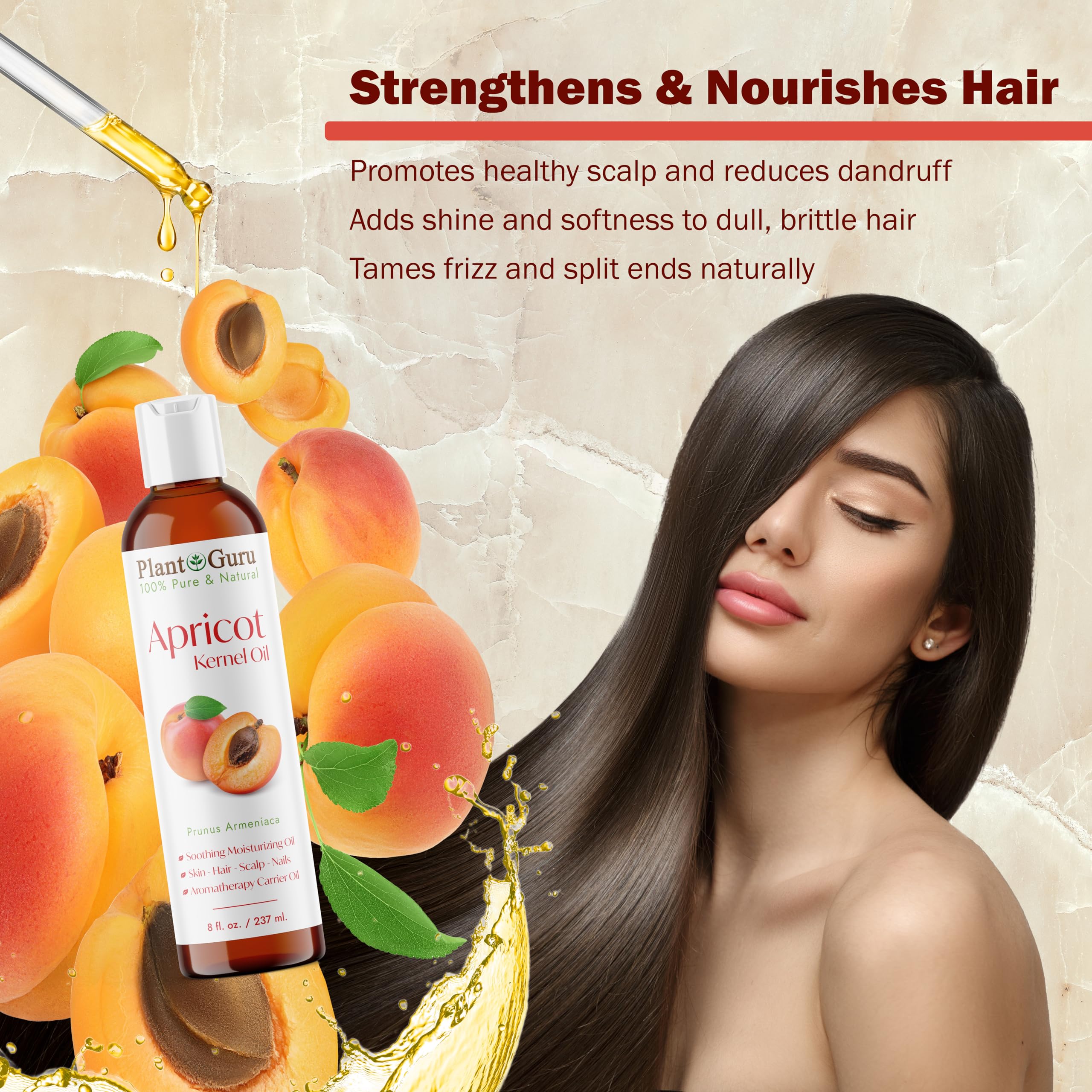 Apricot Kernel Oil 4 fl. oz. Cold Pressed Carrier 100% Pure Natural For Skin, Face, and Hair Growth Moisturizer. Great For DIY Creams, Lotions, Lip balm and Soap Making