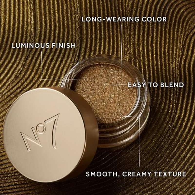No7 Pro Artist Gilded Glimmer Cream Eyeshadow - Buildable Shimmer Eye Shadow for Bold, One-Swipe Color - Silky Long Wear Eye Makeup - Dusk Rose (3.4g)