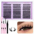 ALICE Wispy Lash Clusters Kit Natural Fluffy Lash Extension Kit Cluster Eyelash Extension Kit 162pcs C Curl 10-18mm Eyelash Clusters with Lash Glue Bond and Seal Lash Tweezers