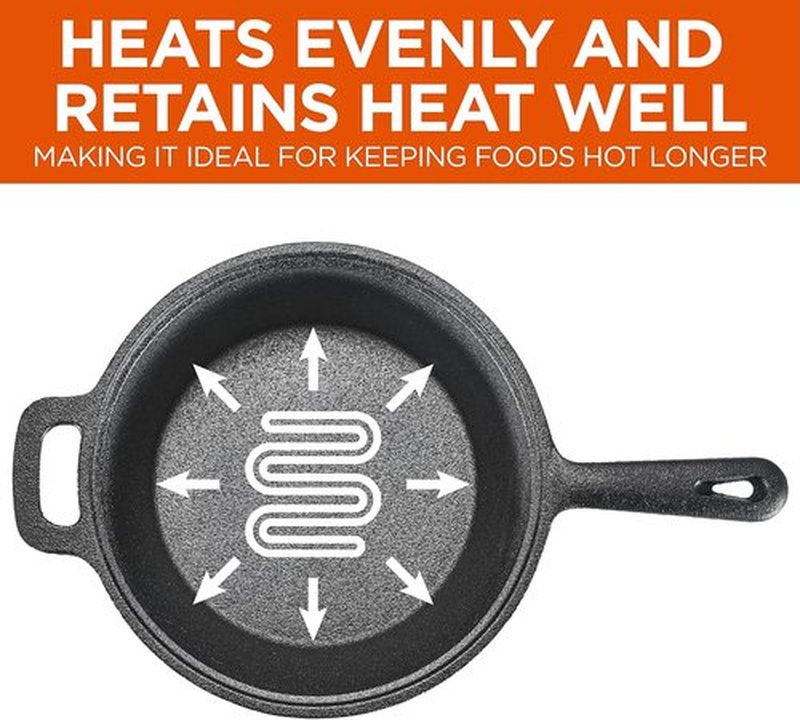 Commercial Chef 2-Qt. Cast Iron Saucepan with Lid - Pre-Seasoned, Works on All Cooktops & Grills