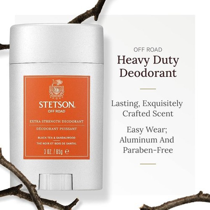 Stetson Extra Strength Men's Deodorant Stick - 3 oz Gel for Grooming Kit | 3-Pack Off-Road
