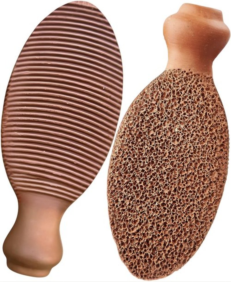 Natural Terra Cotta Pumice Stone for Feet (+Organic Cocoa) Lasts 7+ Years Callus Remover & Trimmer | Ancient Indus Valley Foot Scrubber (Divine Pumice)