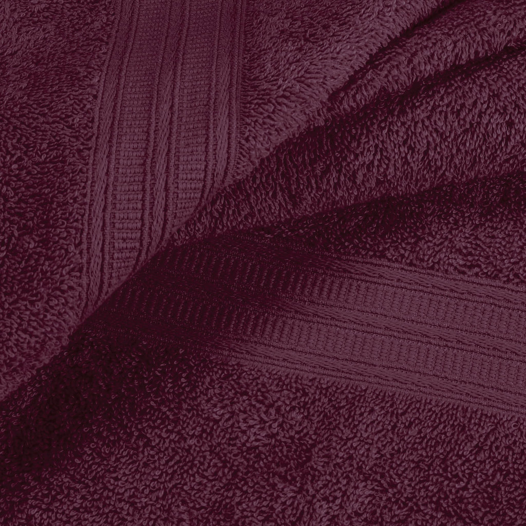 BOUTIQUO Ultra Soft 3 Pack Cotton Towel Set, Contains a Bath Towels 27x54 inch, a Hand Towels 16x24 inch & a Wash Coths 12x12 inch, Ideal Everyday use, Compact & Lightweight - Burgundy