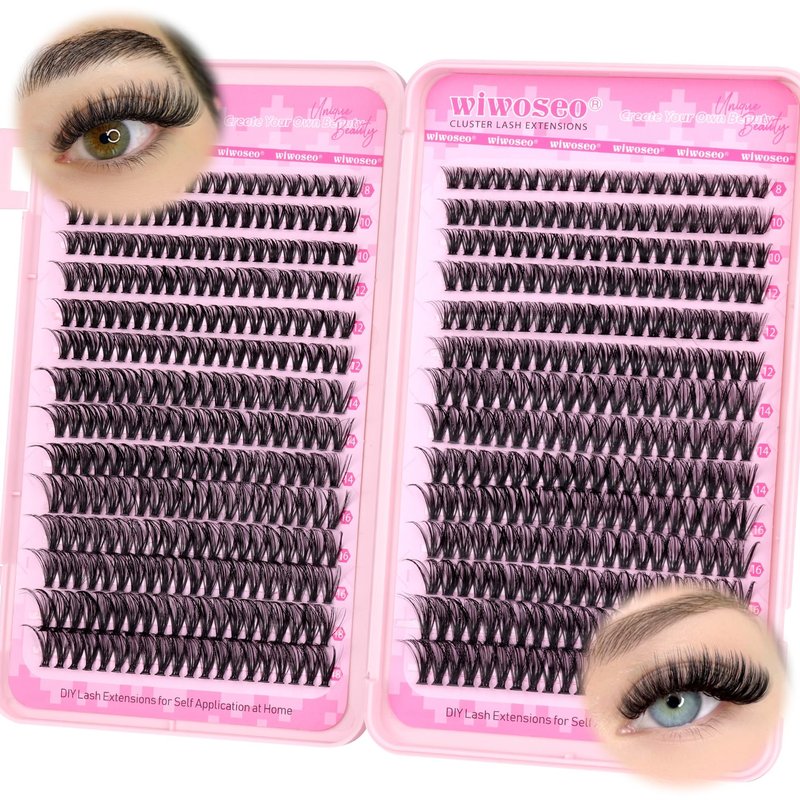 wiwoseo Wispy Lash Clusters Eyelash Extensions Natural Eyelash Clusters 560pcs Individual Lashes 40p+50p DIY Lash Extensions Cluster Lashes Natural Look Lashes Clusters for Beginners (8-18MM)