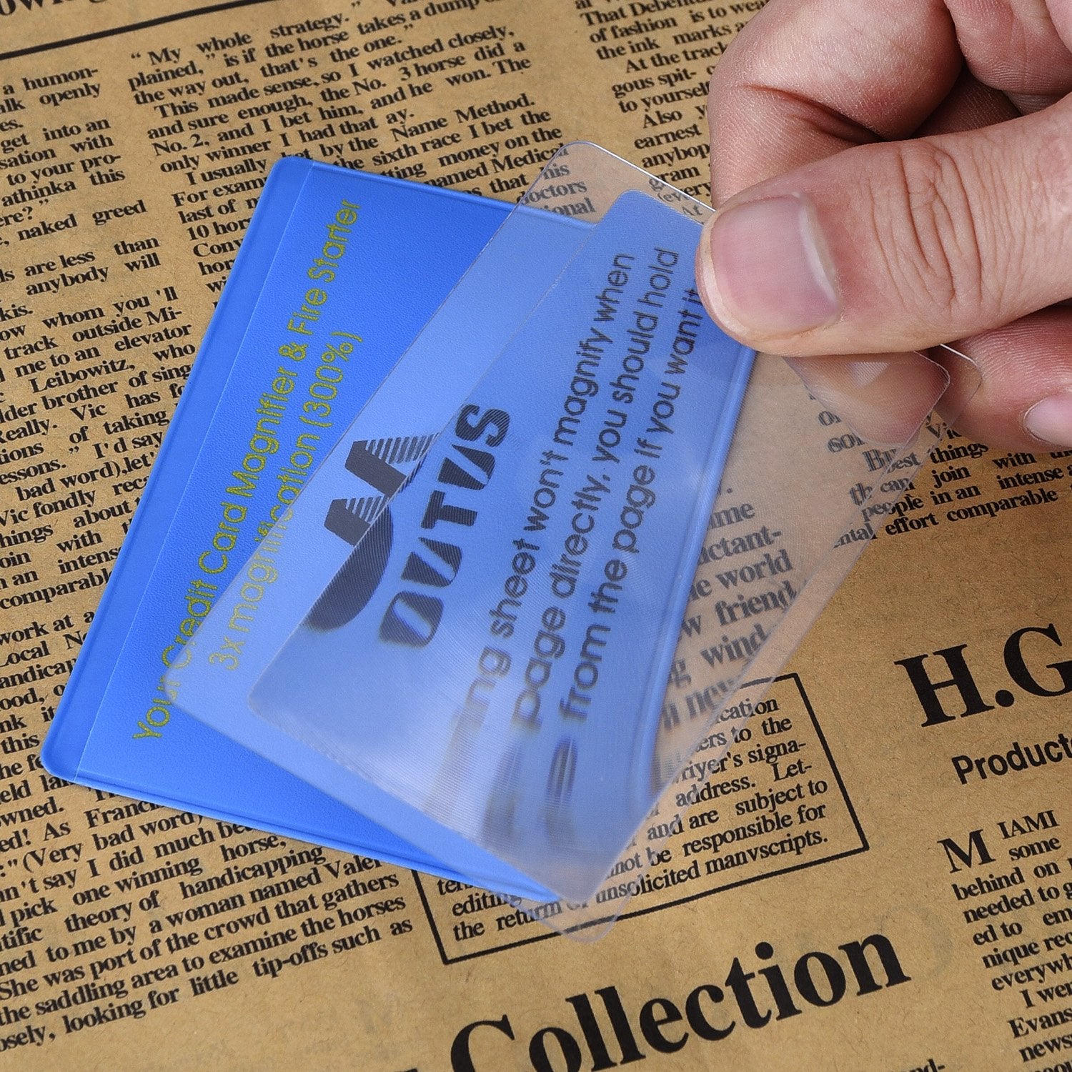 Outus 4 Pack Wallet Magnifier Cards, 3X Pocket Credit Card Size Magnifying Glass, Portable Fresnel Lens for Reading Small Print, Maps, Books, Wallet