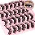 Natural False Eyelashes Wispy Mink Lashes 16mm Cat Eye Lashes Natural Look Eye lash Like Extensions 5D Volume Strip Fake Eyelashes Pack by TNFVLONEINS