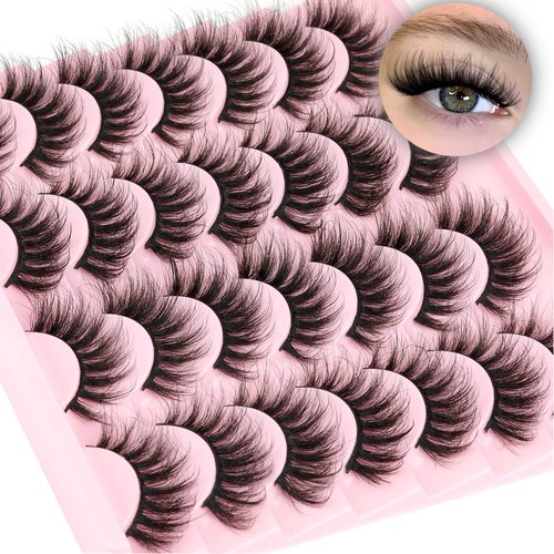 Natural False Eyelashes Wispy Mink Lashes 16mm Cat Eye Lashes Natural Look Eye lash Like Extensions 5D Volume Strip Fake Eyelashes Pack by TNFVLONEINS
