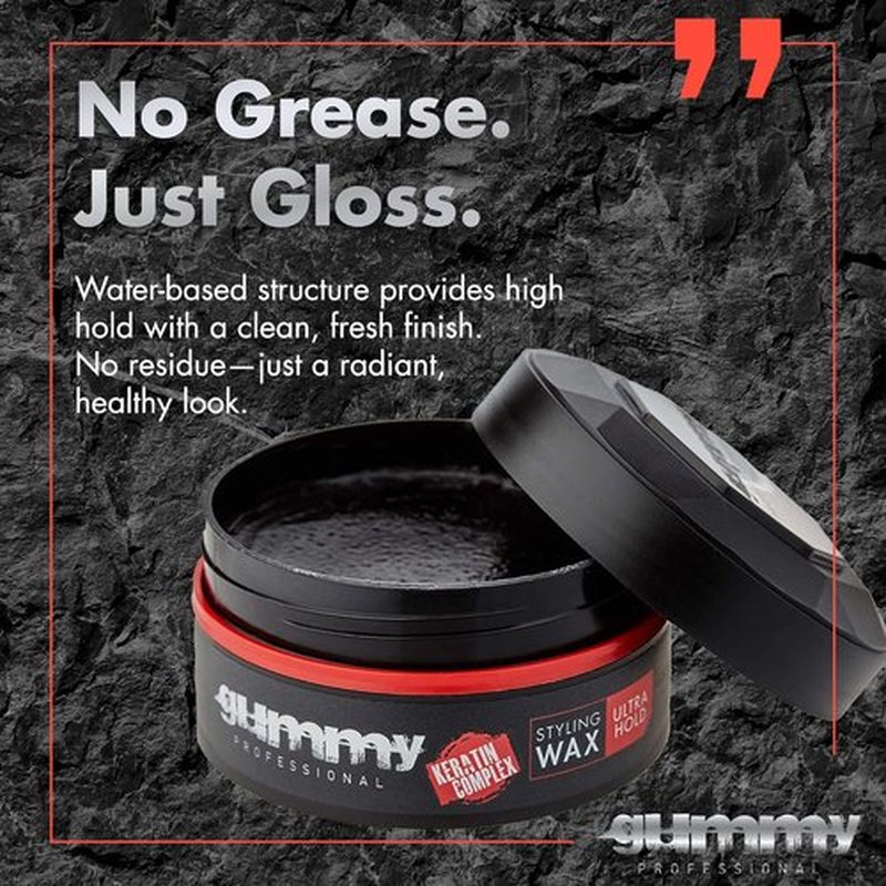 Skiennix Gummy Hair Styling Wax for Men - Ultra Hold Pomade for All Hair Types - Water-Based Clay Paste with Provitamin B5 & Keratin - 150ml