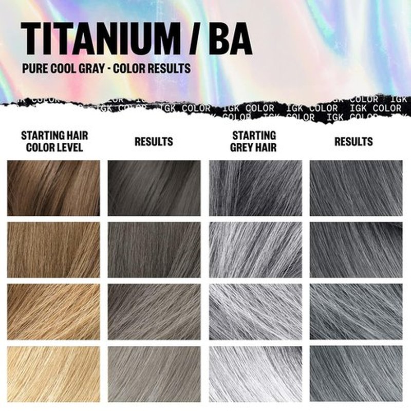 IGK Permanent Hair Dye Color Kit - BA Titanium Pure Cool Gray | 100% Gray Coverage, Strength & Shine