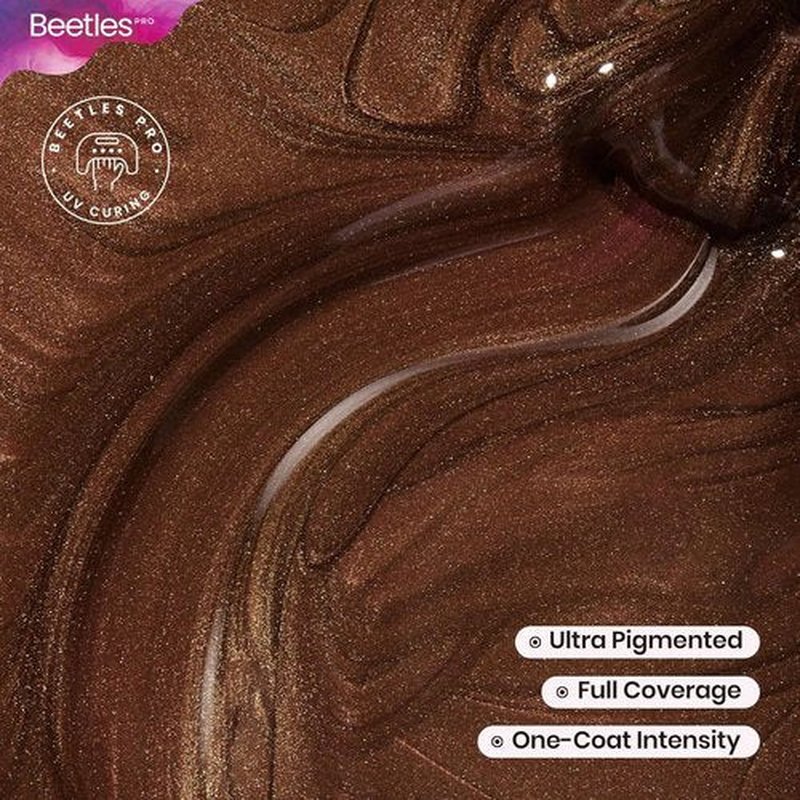 Beetles Pro Brown Gel Polish - Shady Intentions | 20ml Dark Brown Shimmer Nail Polish, High Pigment Soak Off for Long-Lasting Summer Manicures