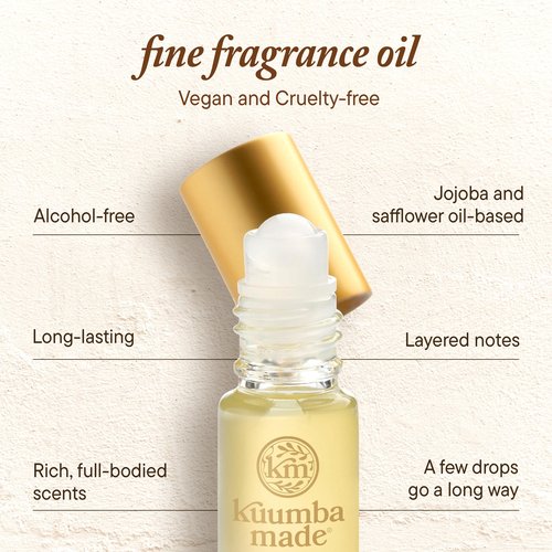 Kuumba Made Vanilla Bean Fragrance Oil, Long-Lasting Scented Oil Perfume Roller, Vegan, Alcohol-Free, 0.15 Fl Oz