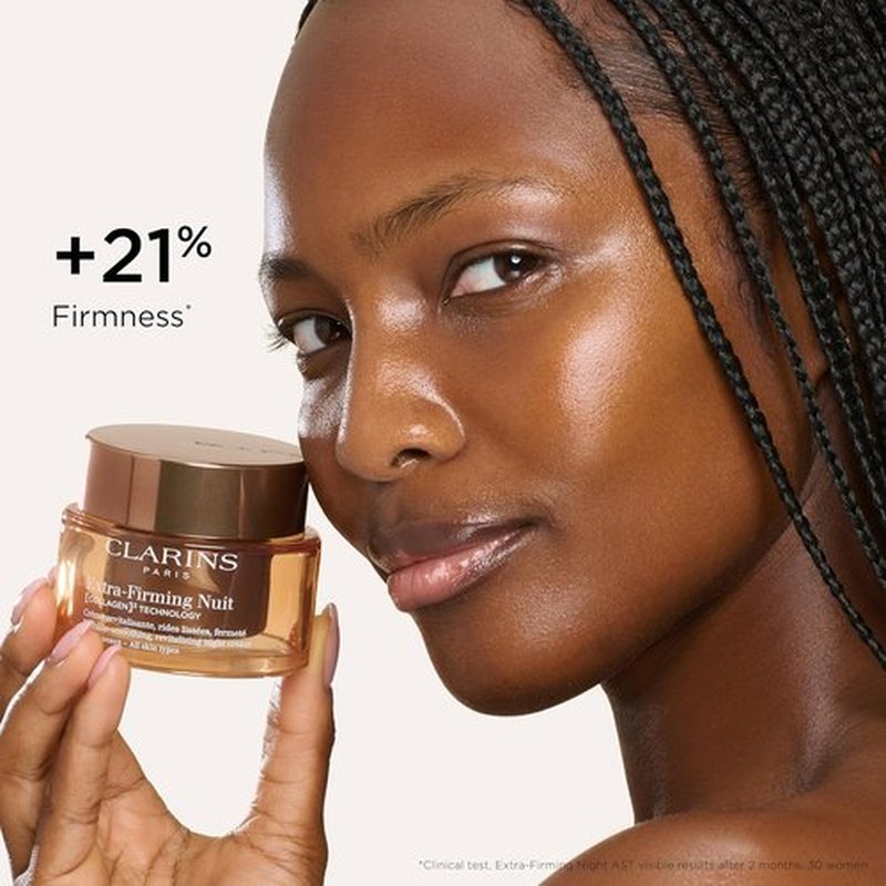 Clarins Extra-Firming Night Moisturizer - Firming Anti-Aging Cream with Collagen & Niacinamide | Refillable | 1.7 Oz