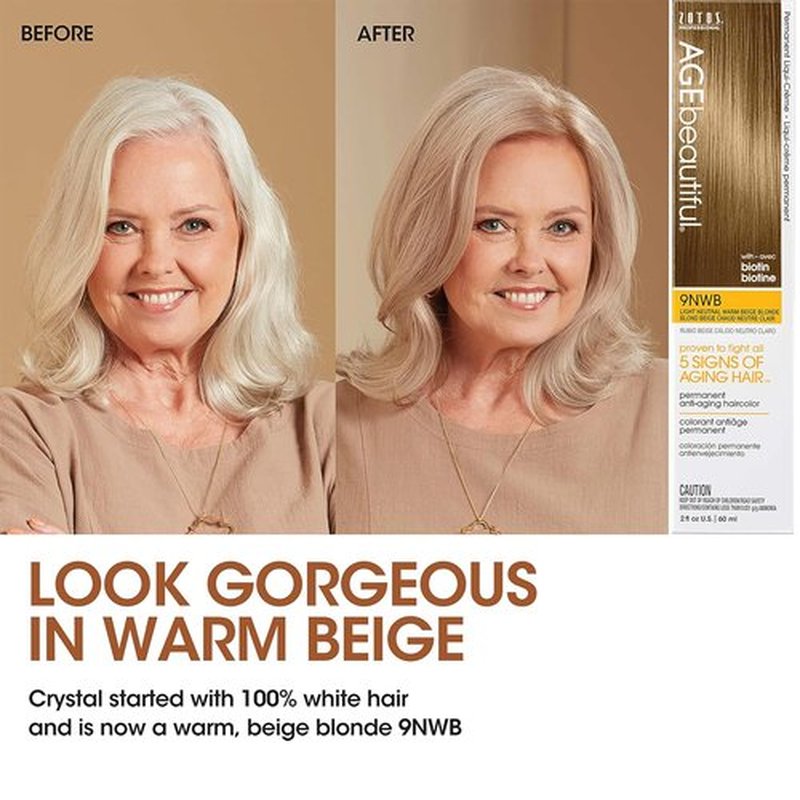 AGE Beautiful Permanent Hair Color Dye - 100% Gray Coverage & Anti-Aging Formula | Biotin Infused for Thicker, Healthier Hair