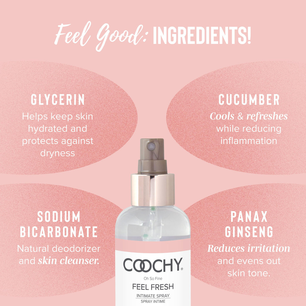 Coochy Intimate Feminine Spray for All Day Fresh Scent & Odor Protection | Made from Natural Deodorizing & Essential Oils | Maintains Vaginal pH Balance, No Gluten, No Paraben (4floz/118mL)
