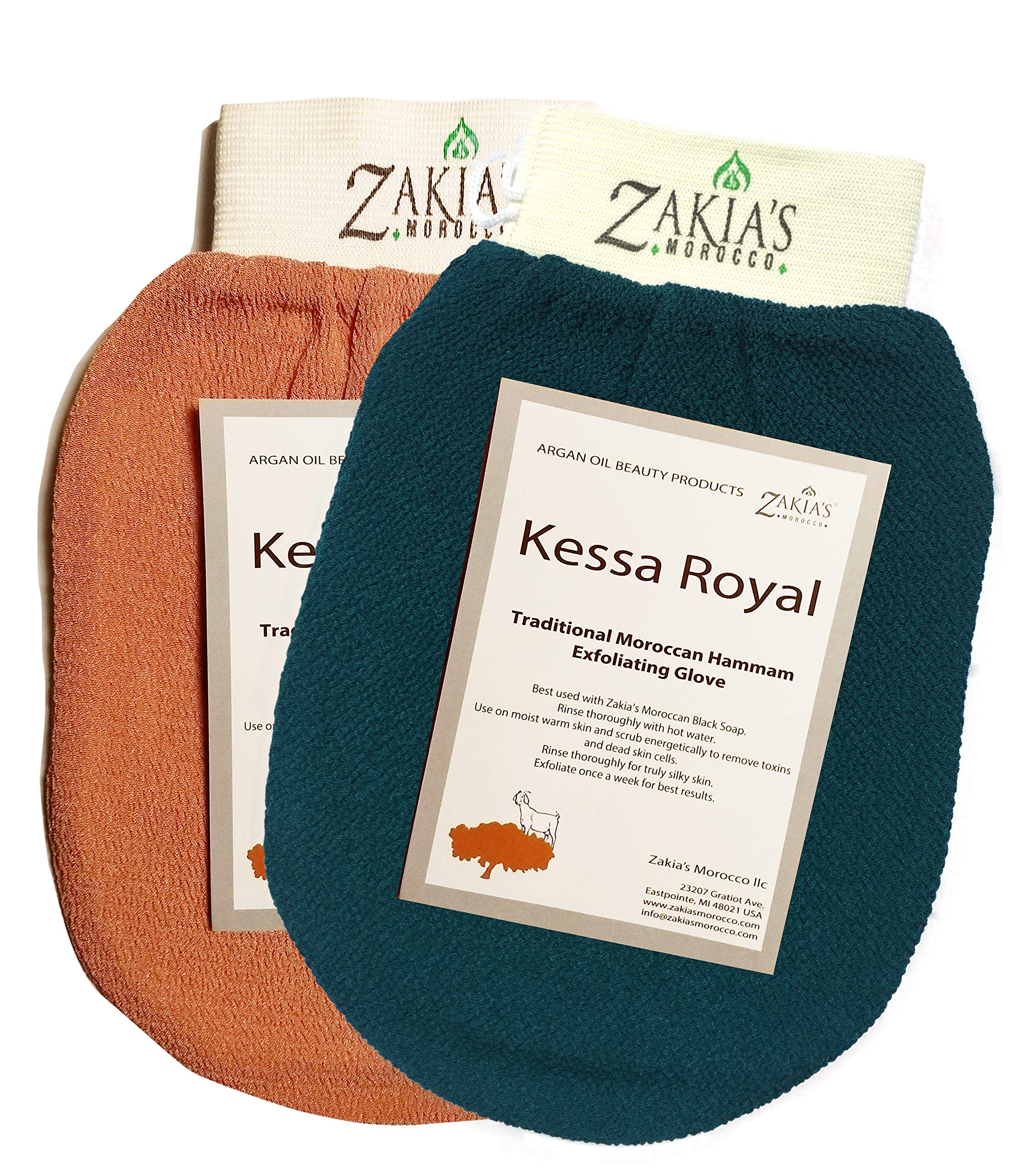Zakia's Korean Exfoliating Glove - Value Pack - Rough and Smooth - Remove dead skin, dirt and grime - great for self-tanning