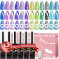 noirwhite Cat Eye Gel Nail Polish Kit-12 Colors Holographic Glitter Cat Eye Gel Polish Set with Magnet Based Top Coat Romantic Galaxy Series Soak Off Uv Led Magnetic Nail Polish Nail Art Manicure DIY