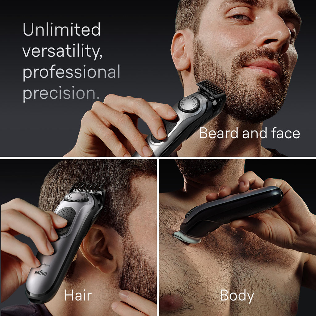 Braun All-in-One Men's Shaving Kit Series 7 7440, 12-in-1 Beard, Face, Nose, Ear Trimmer, Hair Clippers, Body Groomer and Manscaping + Travel Case + Charging Stand (Pack of 3)