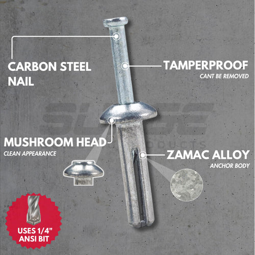 1/4" x 1-1/4" Hammer Drive Nail in Concrete Anchor (Box of 100)