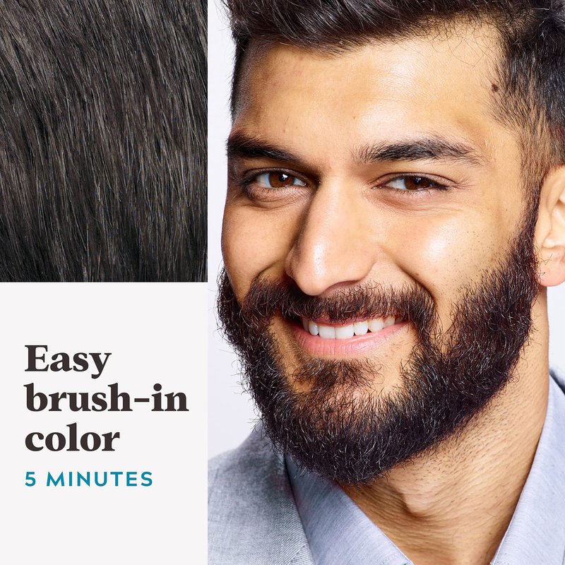 Just For Men Mustache & Beard, multiple uses Beard Coloring for Gray Hair, Brush Included, With Keratin Biotin Aloe and Coconut Oil for Healthy Facial Hair - Darkest Brown, M-50 (Packaging May Vary)