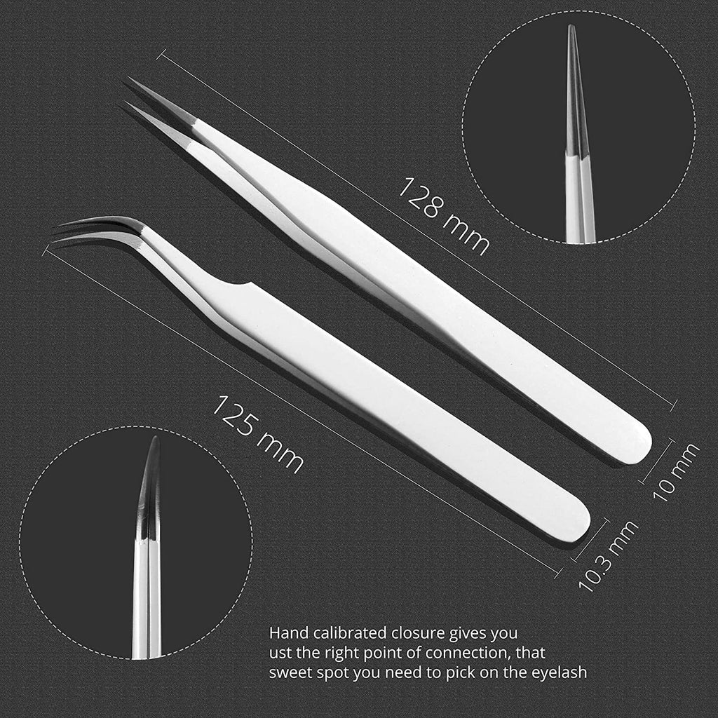 SIVOTE Eyelash Extension Tweezers for Classic & Volume Lashes, 2-Pack, White