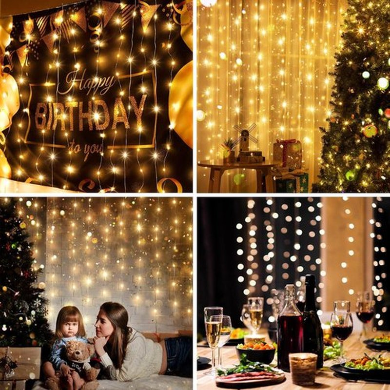 Tuanse 195 LED Curtain Lights - 6.5 x 5 Feet Fairy String Lights with 8 Modes & Remote for Indoor/Outdoor Decor
