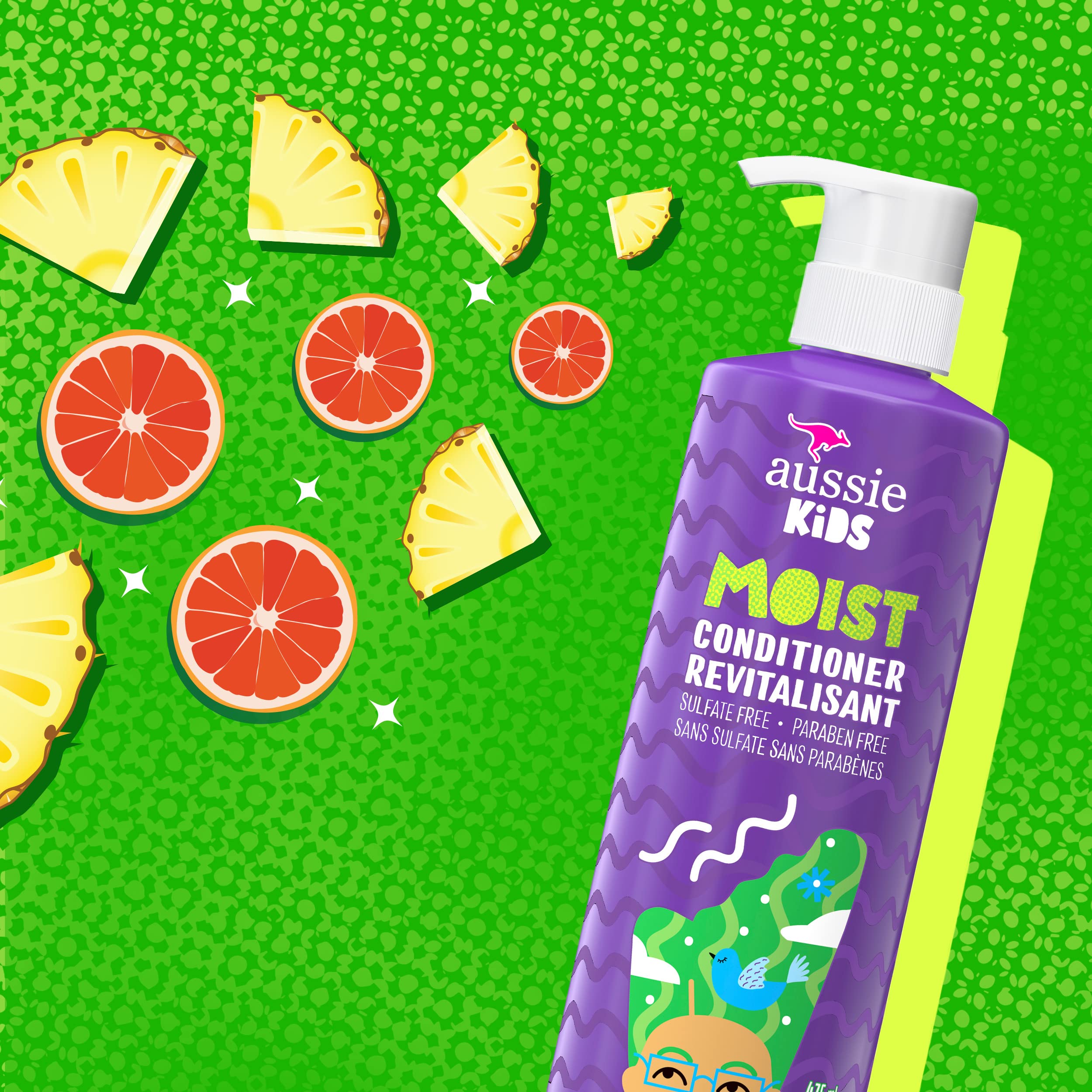 Aussie Kids Moist Sulfate Free Conditioner for Kids, 16 fl oz, Pack of 4