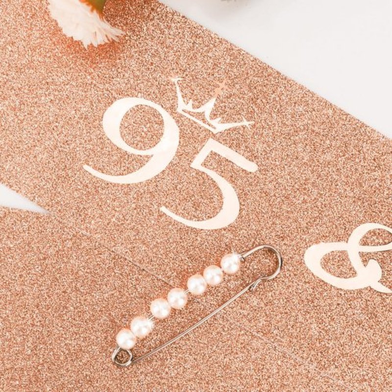 CIEHER 95th Birthday Crown and Sash, 95 & Fabulous Sash, 95th Birthday Decorations for Women - Rose Gold
