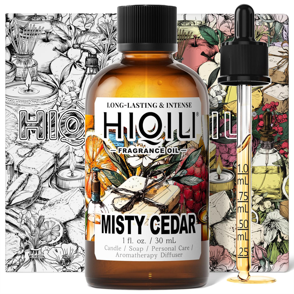 HIQILI Misty Cedar Fragrance Oil for Candle & Soap Making, DIY Fresh Hand Wash, Luxury Hotel Scents for Air Diffuser - 1 Fl Oz