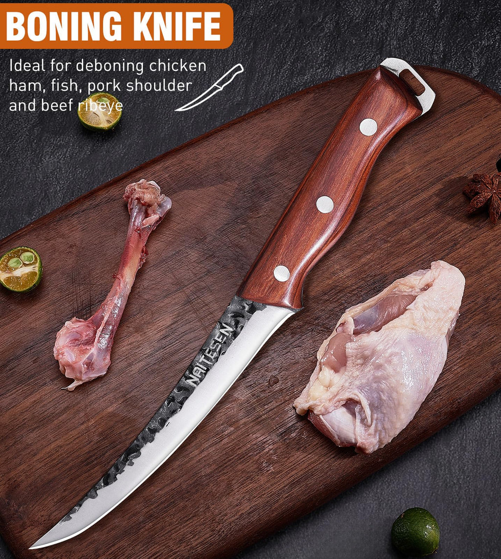 Naitesen 4PCS Butcher Knife and Kitchen Knife Set with Gift Box