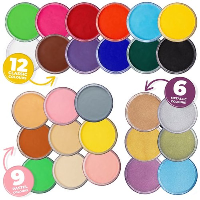 Blue Squid Face Paint Water Based Single Cake Professional Face & Body Paint - Water Activated, Kids Adults Face Painting for Costume, Halloween Makeup, Cosplay - Classic Black & White Face Paint 30g