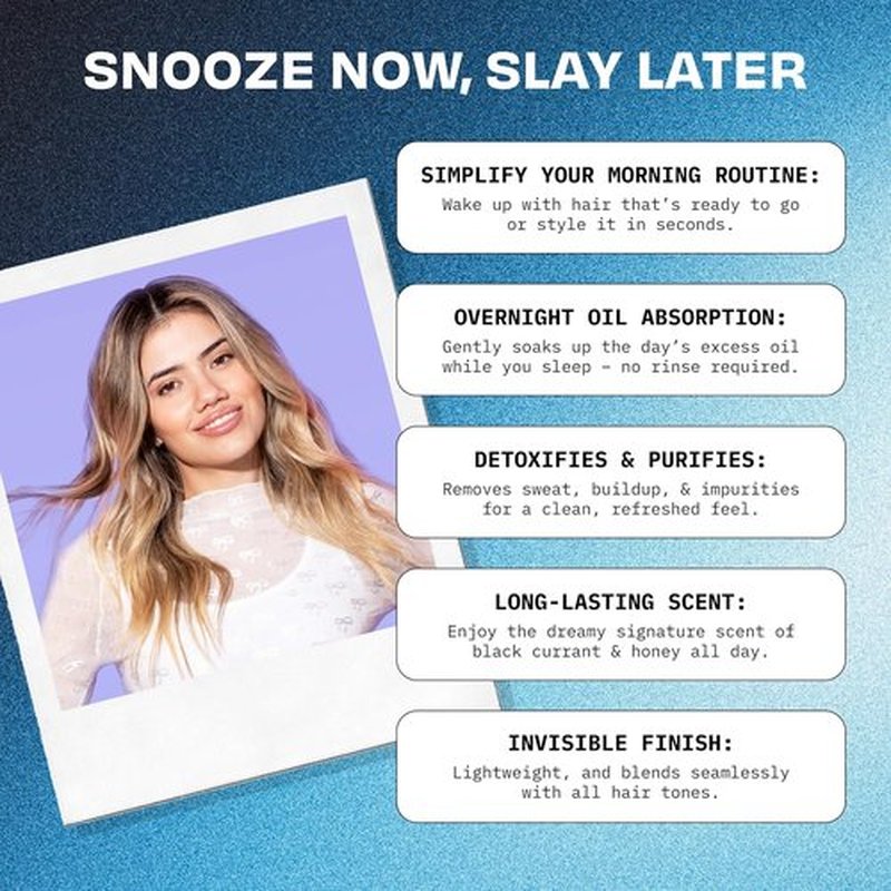 FoxyBae Overnight Dry Shampoo Spray - Biotin & Charcoal Formula for Oil Control | 7 fl oz