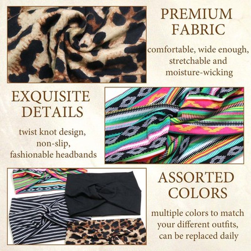STGDAK 4 Pack Wide Headbands for Women Cute Boho Headband Stripe Knotted Turban Head Bands Soft Hair Wraps African Head Scarf Fashion Turban Hairband Large Scarf Headband For Women’s Hair Accessories