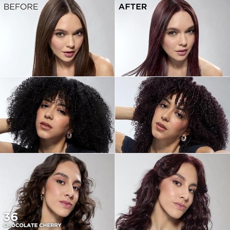 L'Oreal Paris Feria Hair Color - Multi-Faceted Shimmering Permanent Dye, Chocolate Cherry (36)
