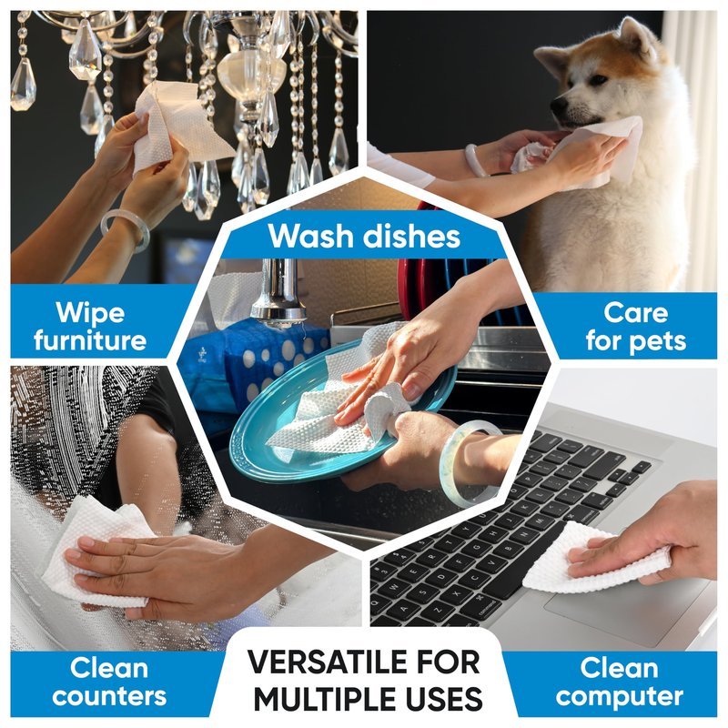 WITHU Disposable Face Towels, Ultra Soft, Biodegradable Makeup Remover Wipes, Hypoallergenic & Lint-Free Towelettes for Facial Cleansing, Multi-Use Dry Washcloths for All Skin Types/Daily 60 Ct