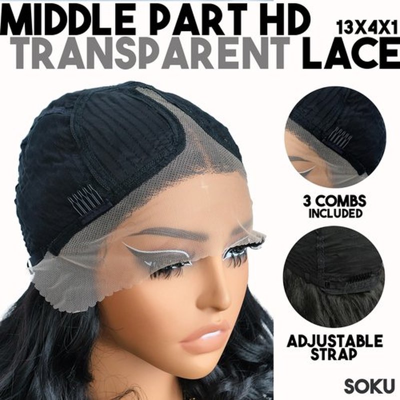 SOKU Long Curly Wig, Glueless Lace Front Wigs for Black Women 22 Inch Pre Plucked Ready to Wear Black Layered Wig with Natural Hairline 13x4x1 HD Lace Frontal