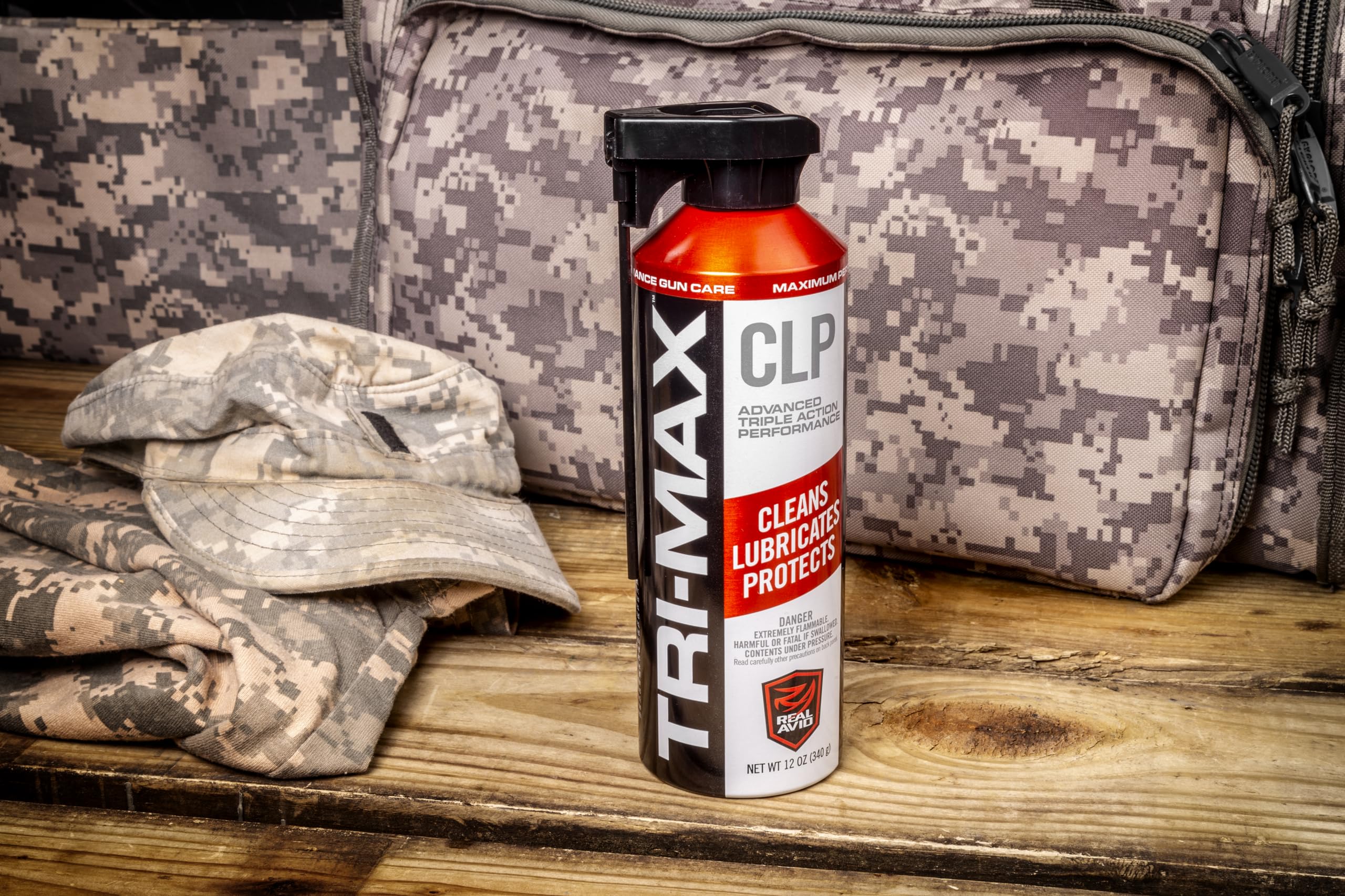 Real Avid Tri-Max 12oz CLP Gun Cleaning Oil - Long Lasting Gun Cleaner Spray w/Two-Position Nozzle Straw Excels in Extreme Temperatures